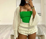 White Ruffle Shorts