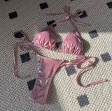 Pink metallic bathing suit